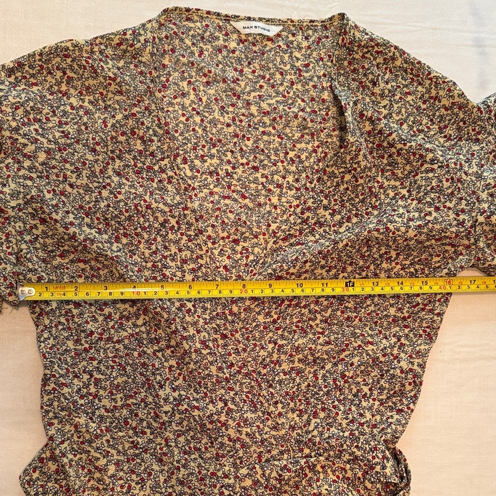 Max Studio Women's Yellow Red Floral High-Low Wrap Dress Size M - Picture 11 of 12